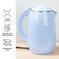 1.8L Classic Cuisine Electric Kettle - Auto-Off Rapid Boil Water Heater, Blue Hand C Mart