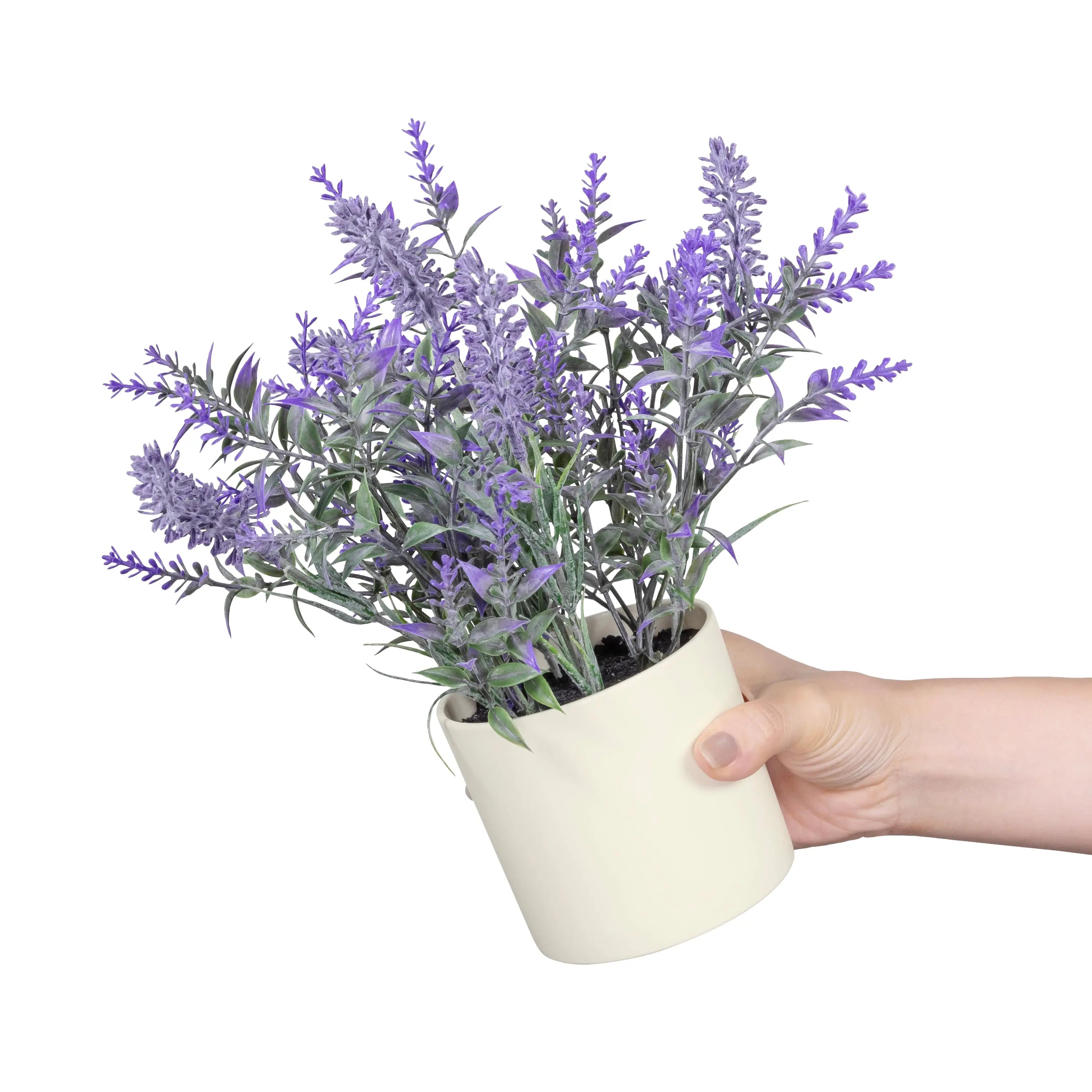 11-inch x 4-inch Artificial Lavender Plant in White Pot, Purple, for Indoor Use, by Mainstays Hand C Mart