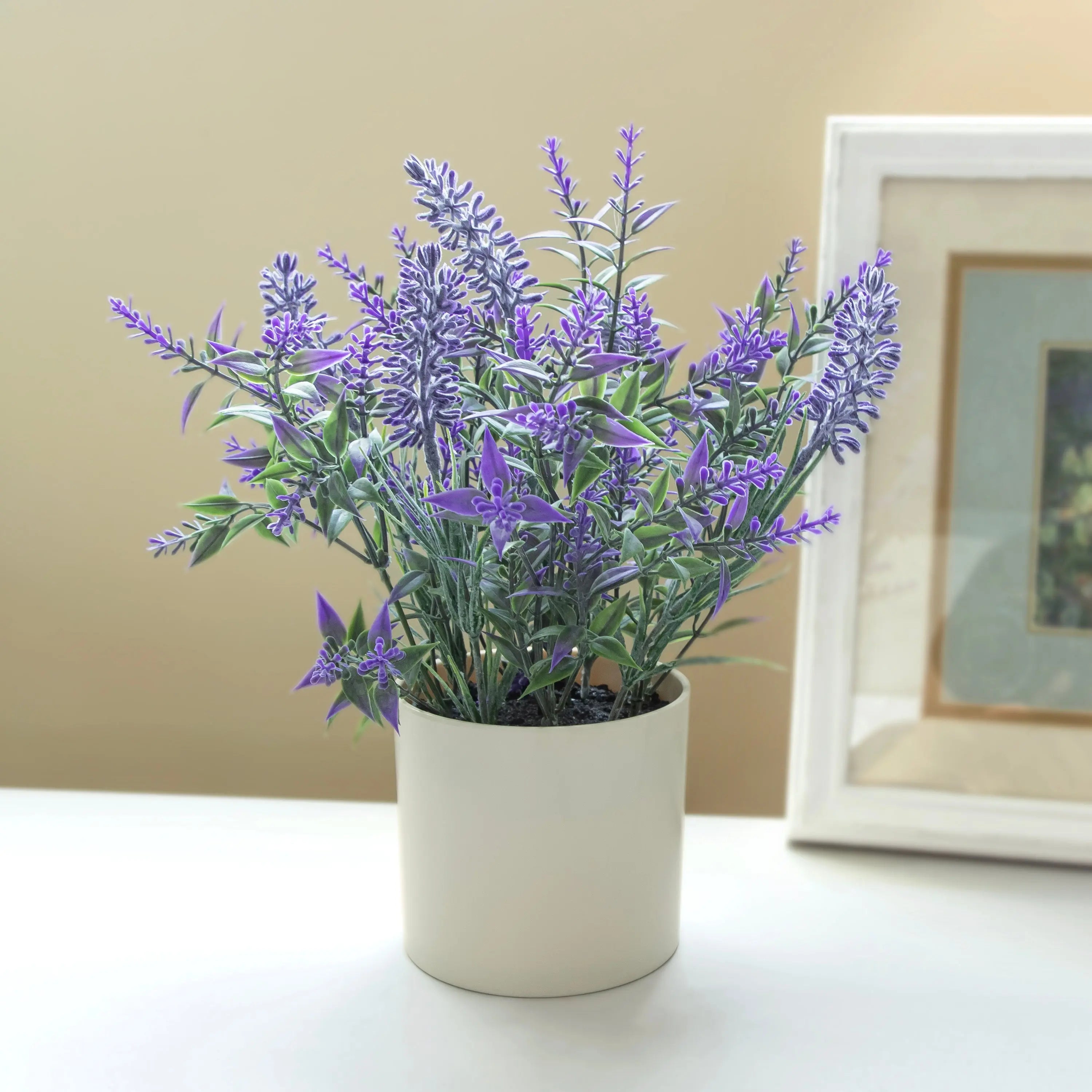 11-inch x 4-inch Artificial Lavender Plant in White Pot, Purple, for Indoor Use, by Mainstays Hand C Mart