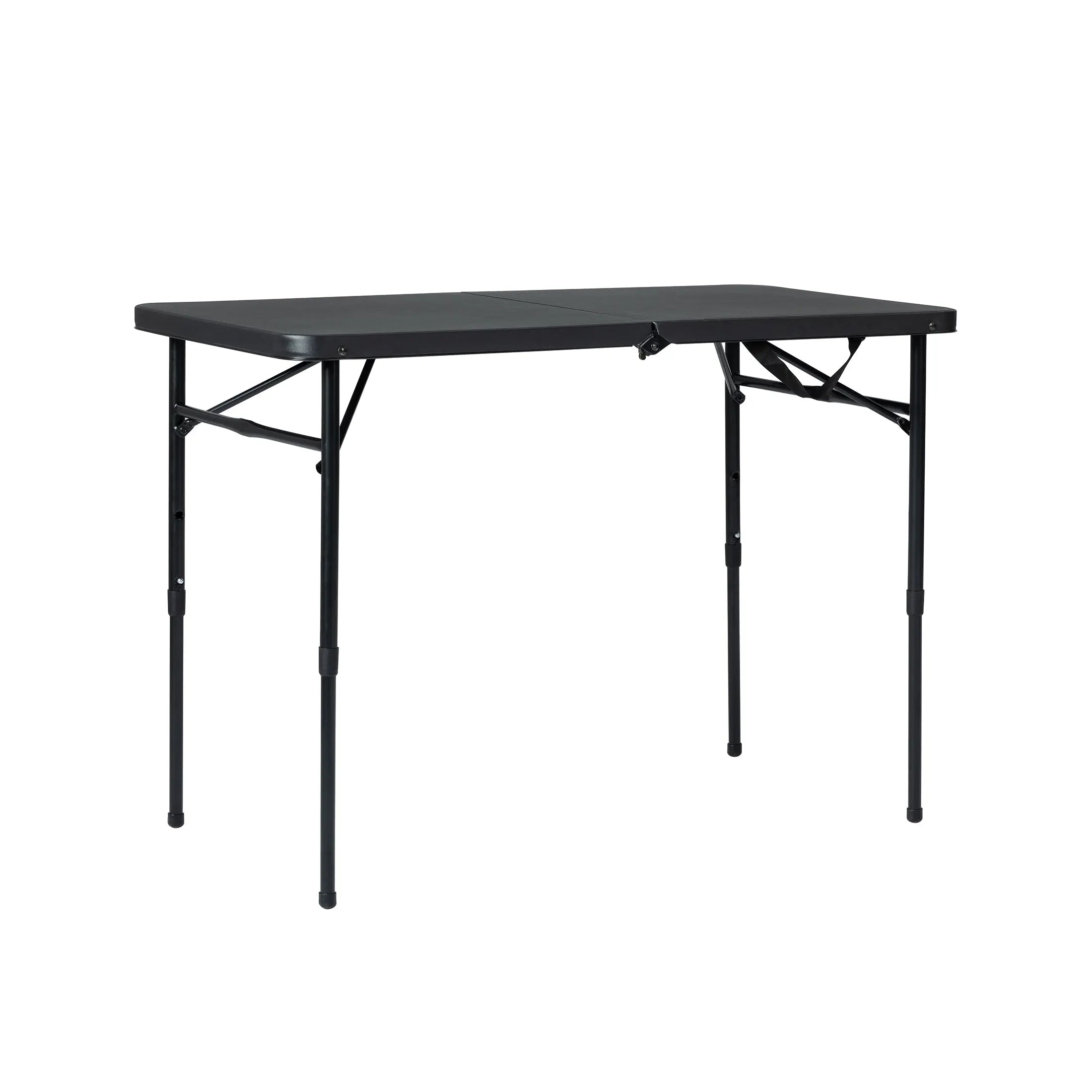 40" L x 20" W Plastic Adjustable Height Fold-in-Half Folding Table, Rich Black Hand C Mart