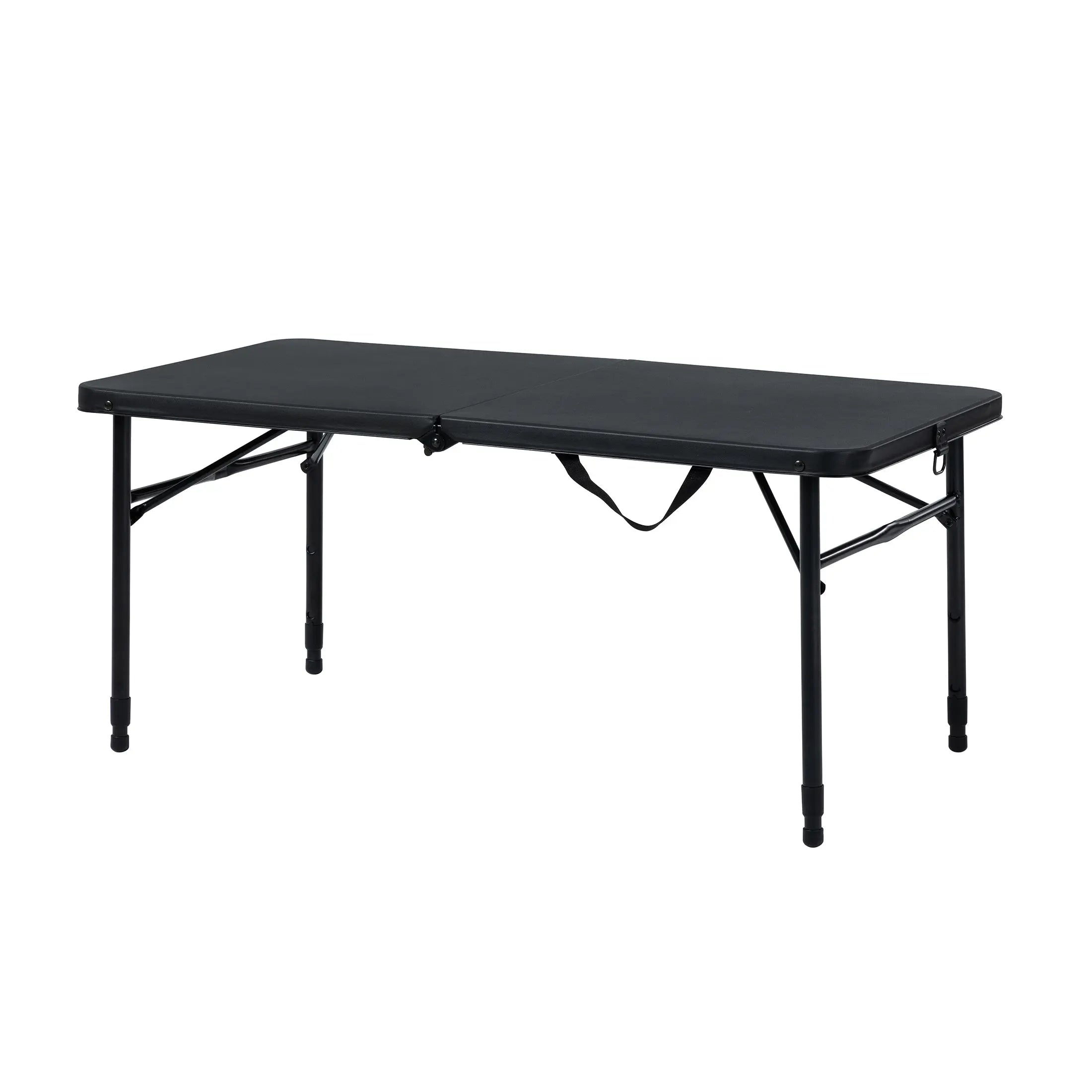 40" L x 20" W Plastic Adjustable Height Fold-in-Half Folding Table, Rich Black Hand C Mart