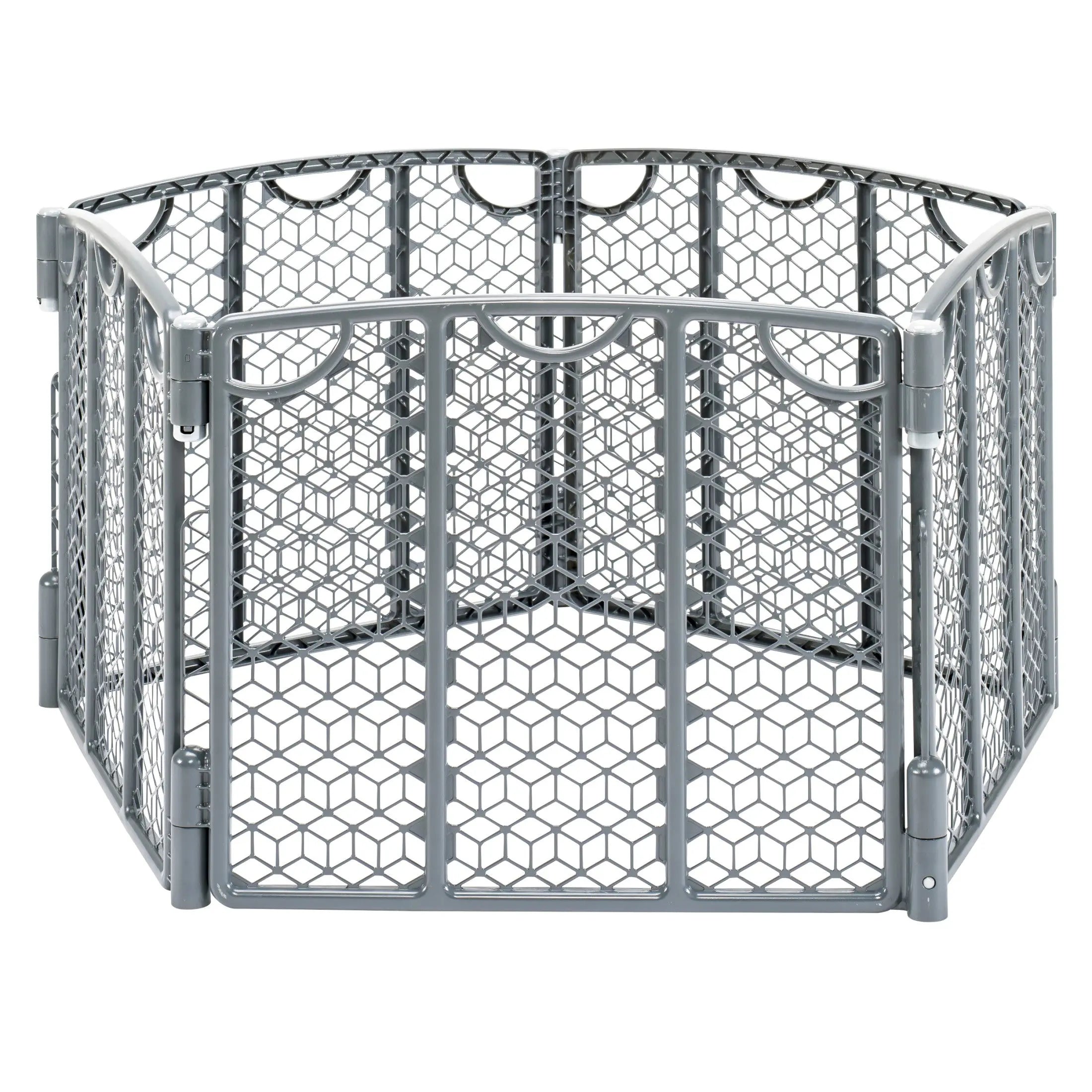 Spacious 18.5 sq. ft. playpen with reversible legs for stability on grass and floors
