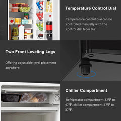 Alera 3.3 Cu. Ft. Refrigerator with Chiller Compartment, Black Hand C Mart