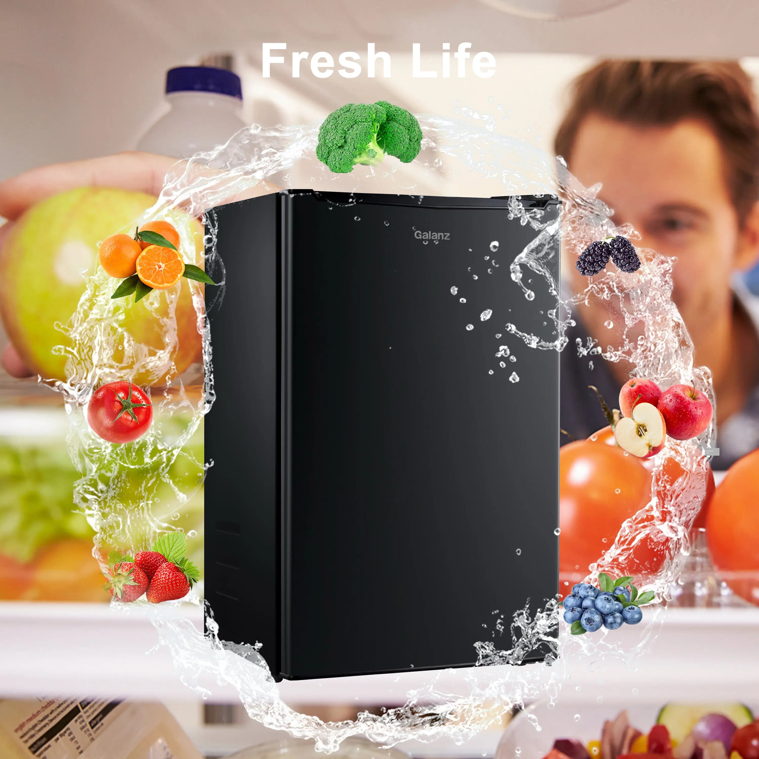 Alera 3.3 Cu. Ft. Refrigerator with Chiller Compartment, Black Hand C Mart