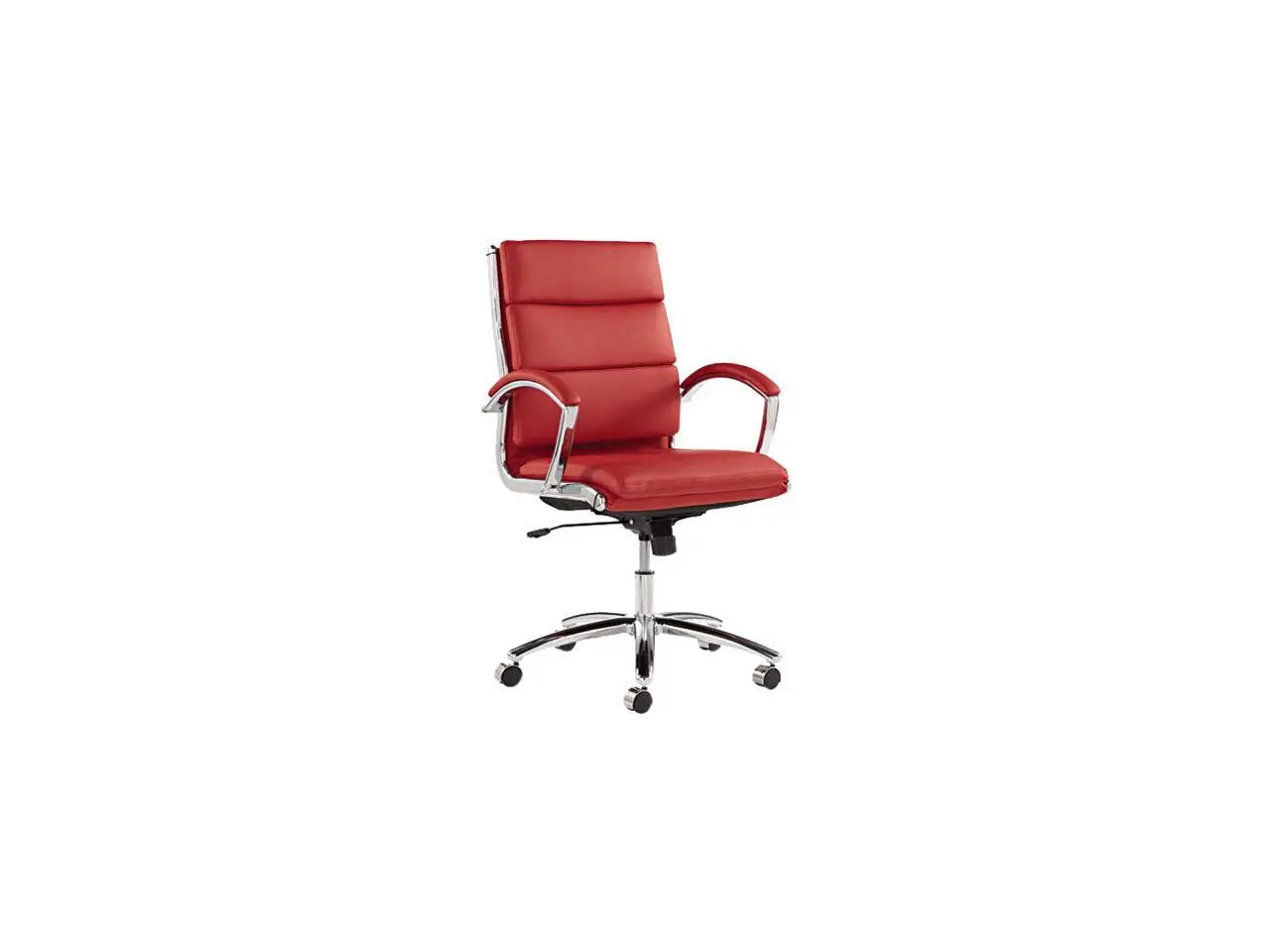 Alera Neratoli Mid-Back Slim Profile Chair, Faux Leather, Supports Up to 275 lb, Red Seat/Back, Chrome Base Hand C Mart