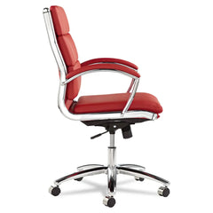 Alera Neratoli Mid-Back Slim Profile Chair, Faux Leather, Supports Up to 275 lb, Red Seat/Back, Chrome Base Hand C Mart