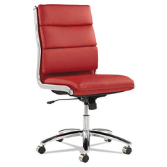 Alera Neratoli Mid-Back Slim Profile Chair, Faux Leather, Supports Up to 275 lb, Red Seat/Back, Chrome Base Hand C Mart