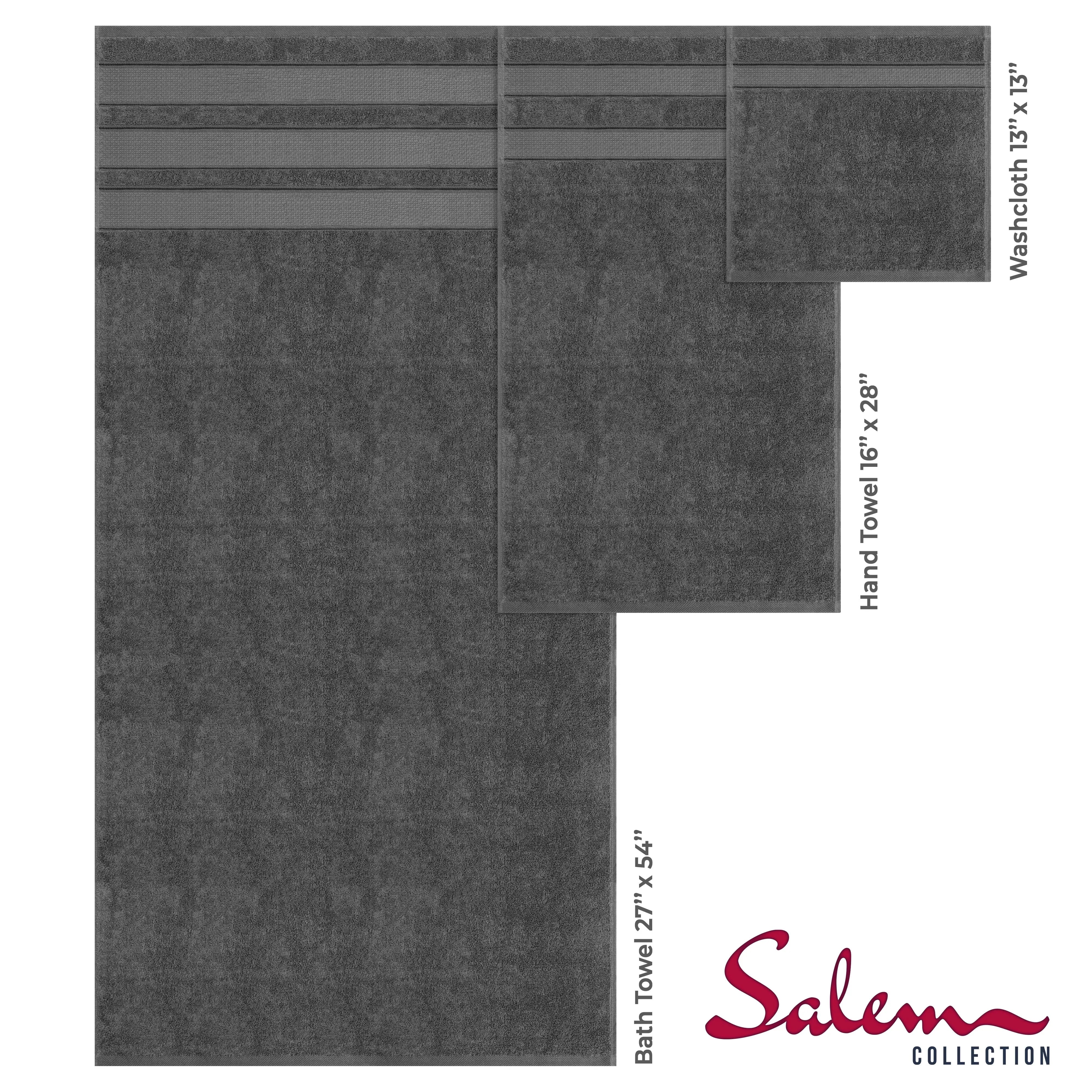 American Soft Linen Salem 6 Piece Luxury Hotel Bath Towel Set, 100% Combed Cotton, Dark Gray Hand C Mart