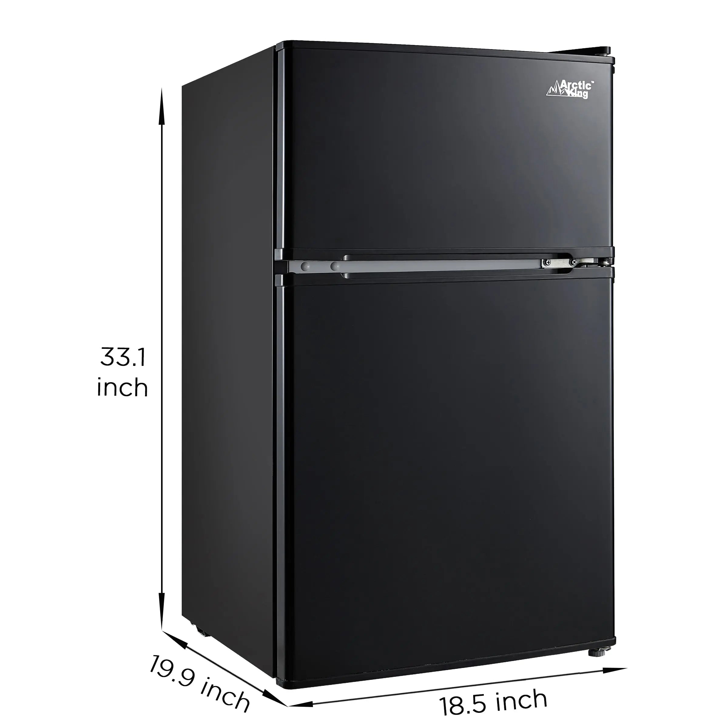 Arctic King 3.2 Cu ft Two Door Mini Fridge with Freezer, Black, E-Star, ARM32D5ABB Hand C Mart