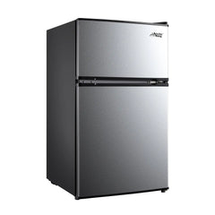 Arctic King 3.2 Cu ft Two Door Mini Fridge with Freezer, Stainless Steel, E-Star Hand C Mart