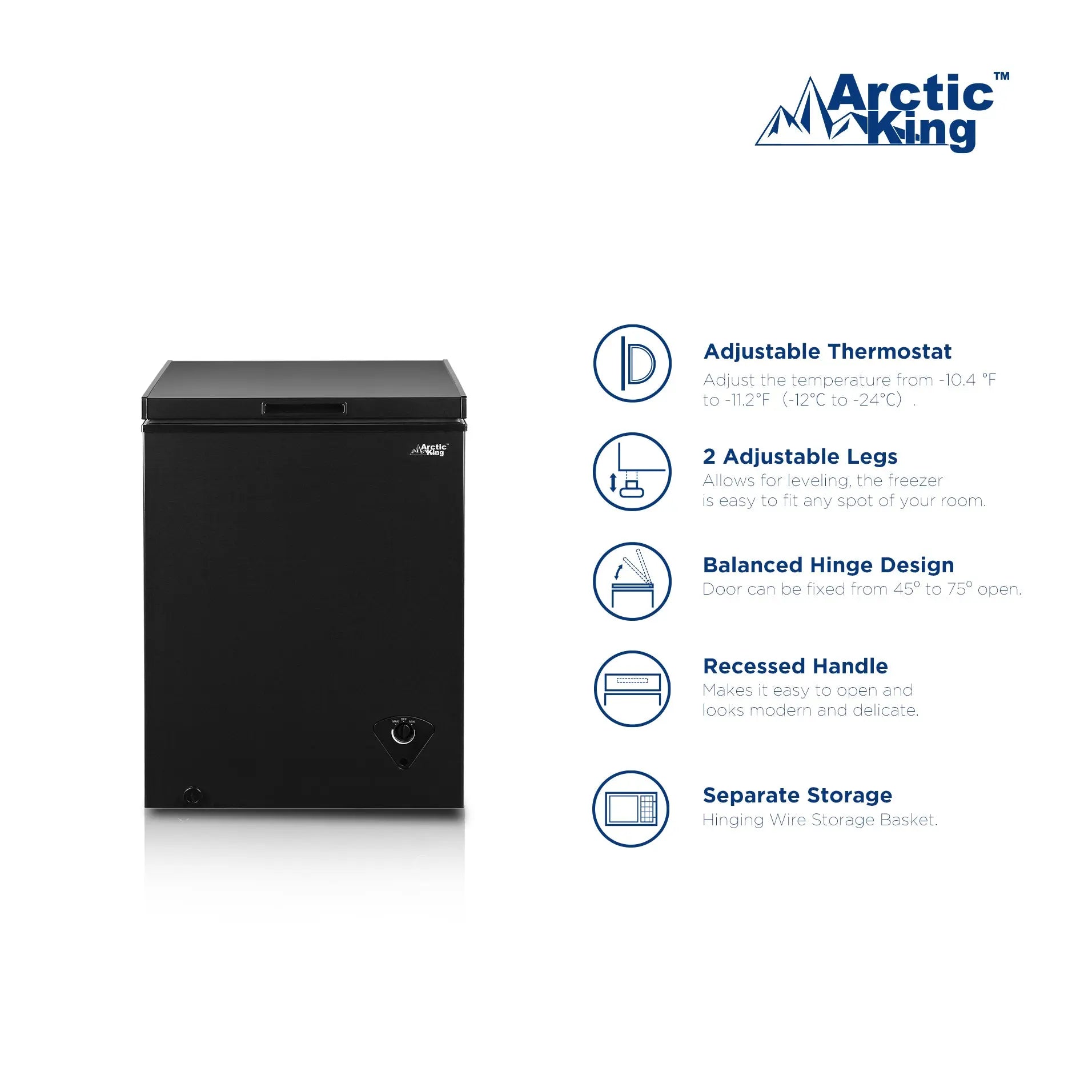 Arctic King 5 Cu ft Chest Freezer, Garage Ready, Black Hand C Mart