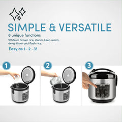 Aroma 8-Cup (Cooked) Rice & Grain Cooker, Steamer, New Bonded Granite Coating Hand C Mart