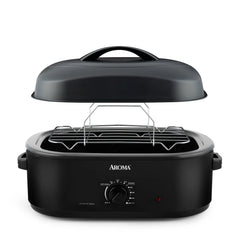 Aroma® 18Qt. Roaster Oven with High-Dome Lid, Black Hand C Mart