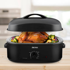 Aroma® 18Qt. Roaster Oven with High-Dome Lid, Black Hand C Mart