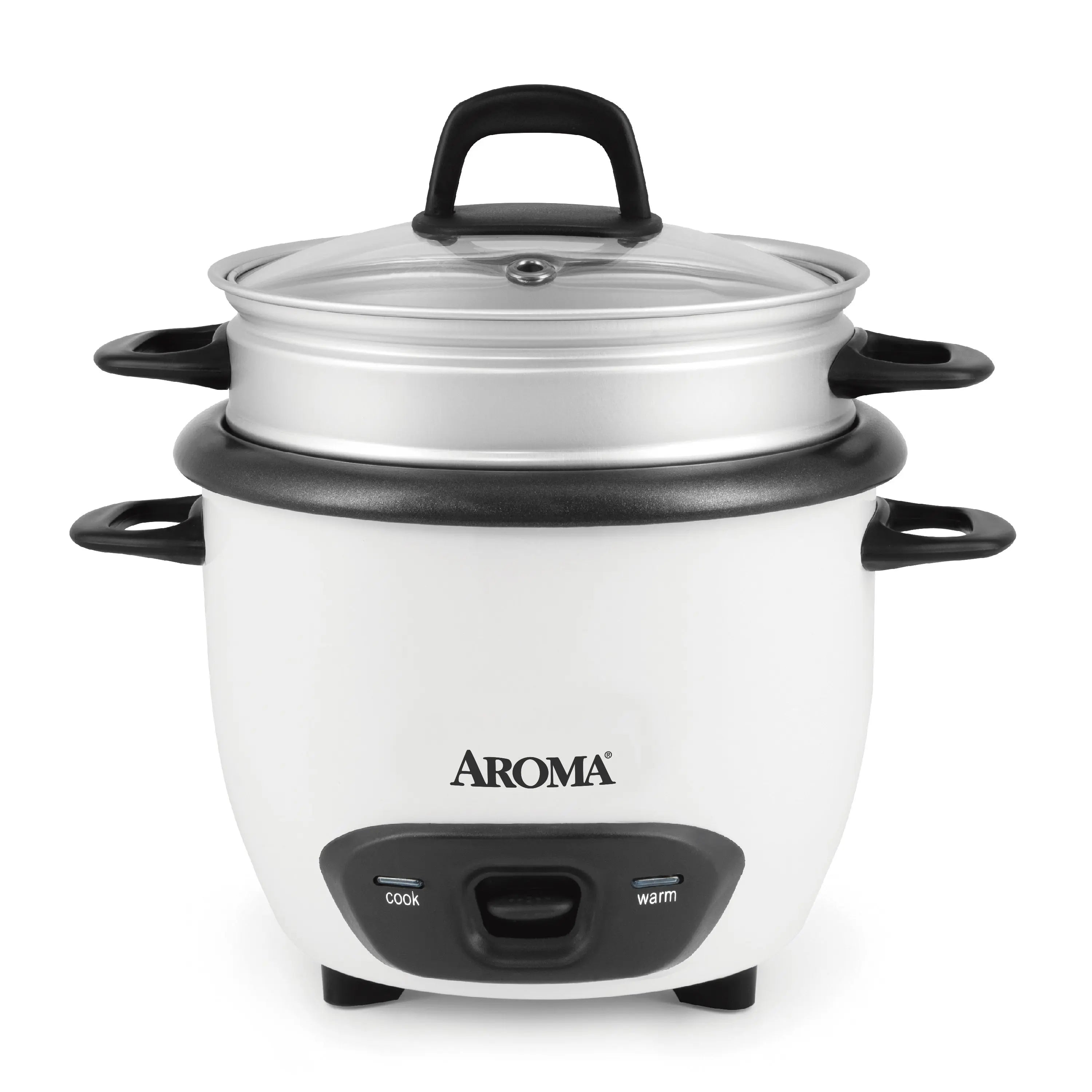 Aroma® 6-Cup (Cooked) / 1.5Qt. Rice & Grain Cooker, White, New, ARC-743-1NG Hand C Mart