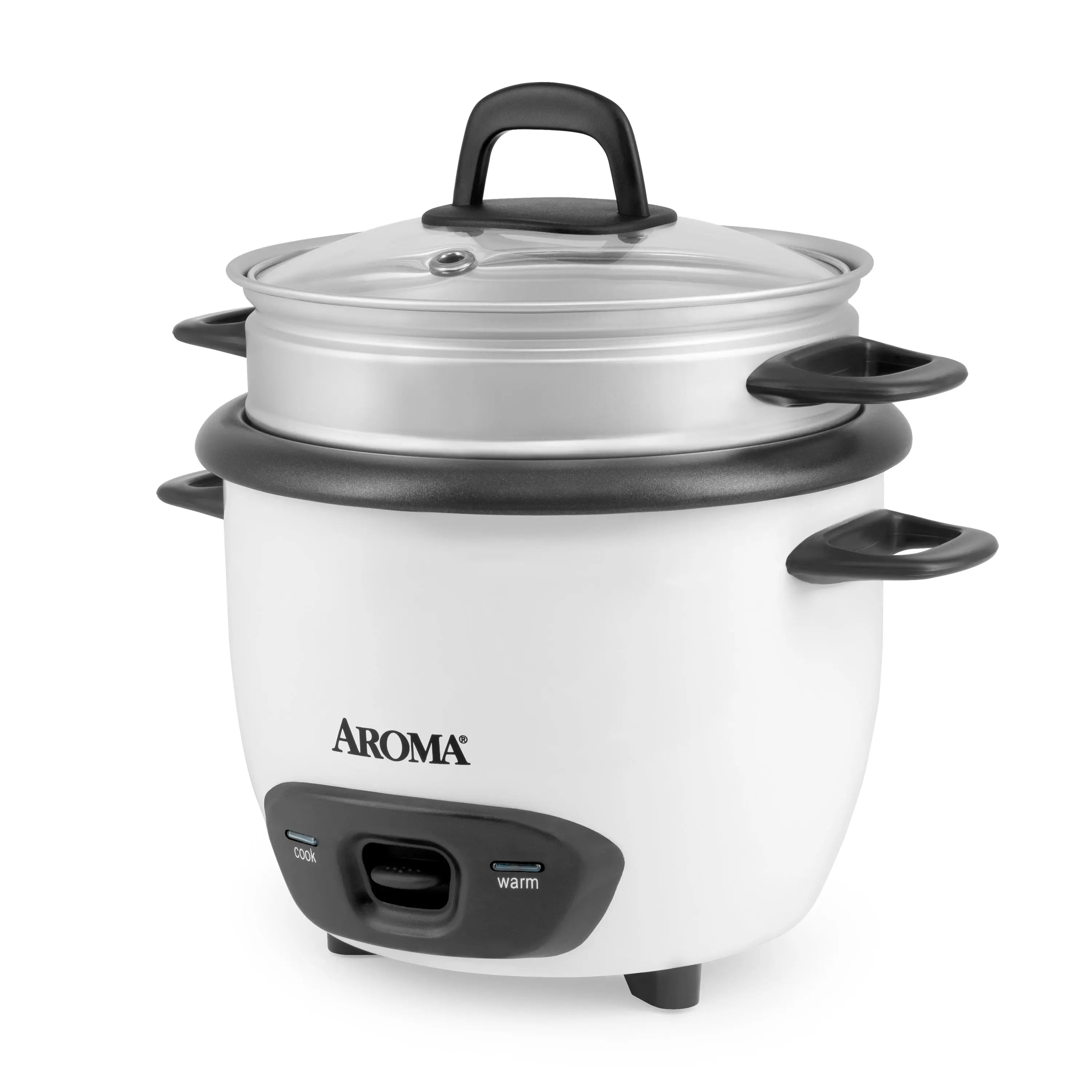 Aroma® 6-Cup (Cooked) / 1.5Qt. Rice & Grain Cooker, White, New, ARC-743-1NG Hand C Mart