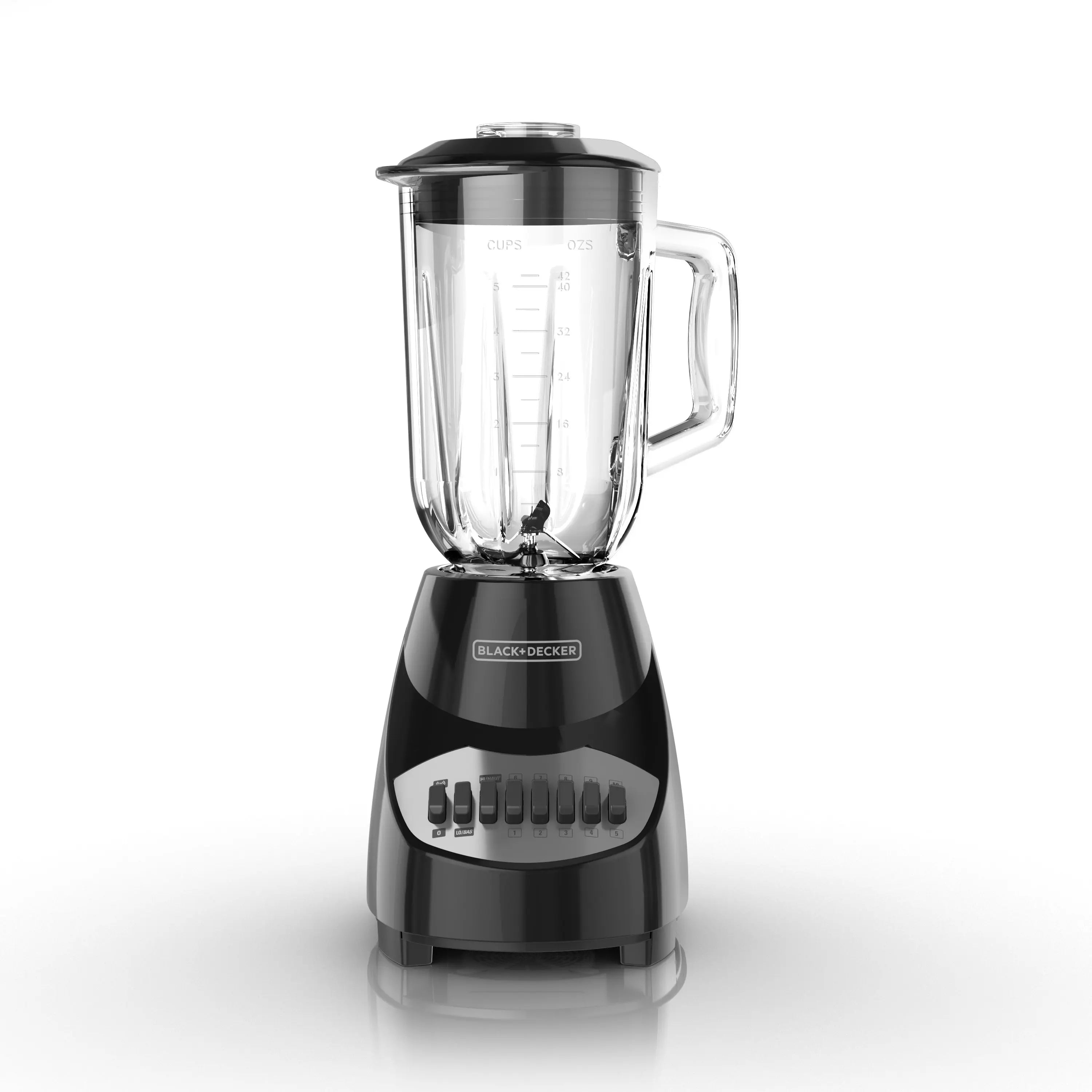 BLACK + DECKER 10-Speed Blender, 550 Watts, 50 Oz (6.25-cup) Glass Blending Jar, Black, BL2010BG Hand C Mart