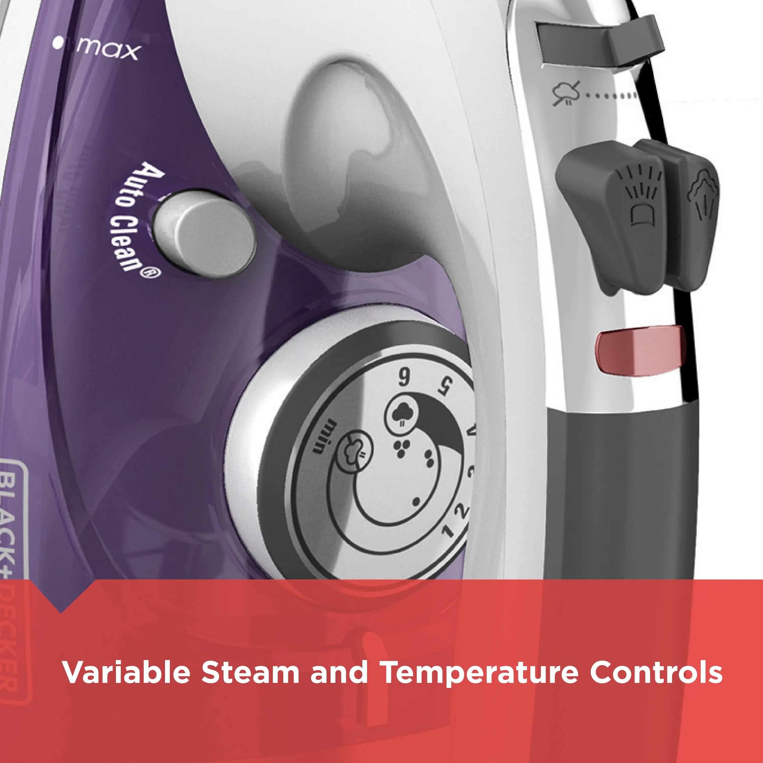 BLACK+DECKER Professional Steam Iron with Stainless Steel Soleplate and Extra-Long Cord, Purple, IR1350S Hand C Mart