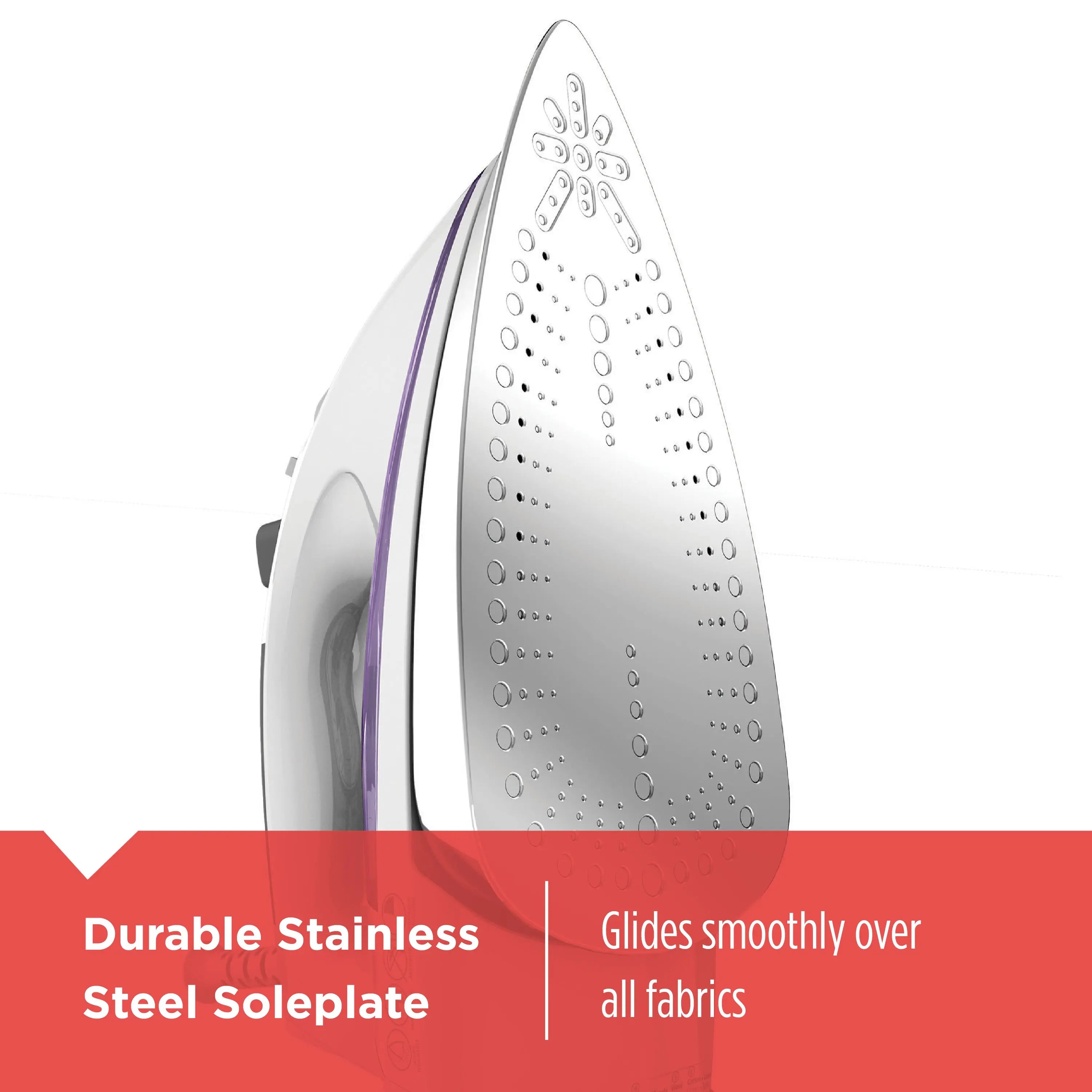 BLACK+DECKER Professional Steam Iron with Stainless Steel Soleplate and Extra-Long Cord, Purple, IR1350S Hand C Mart