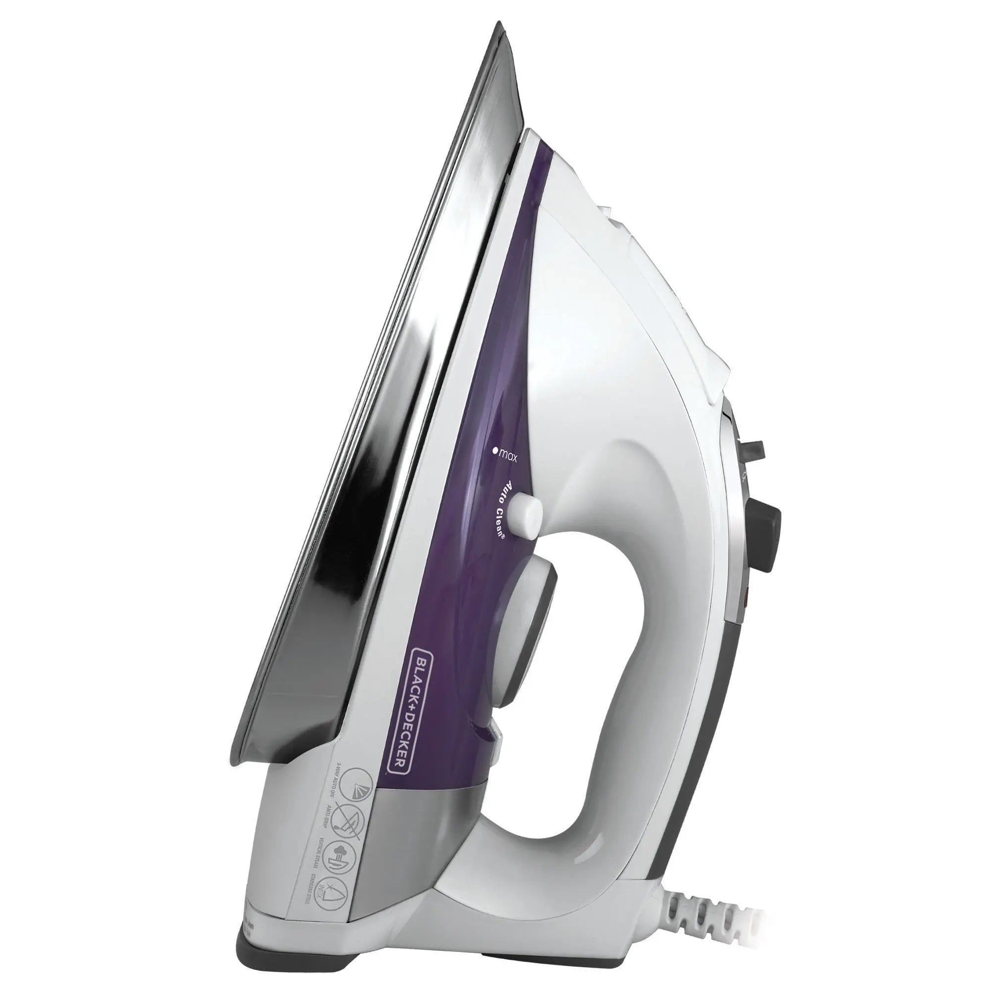 BLACK+DECKER Professional Steam Iron with Stainless Steel Soleplate and Extra-Long Cord, Purple, IR1350S Hand C Mart