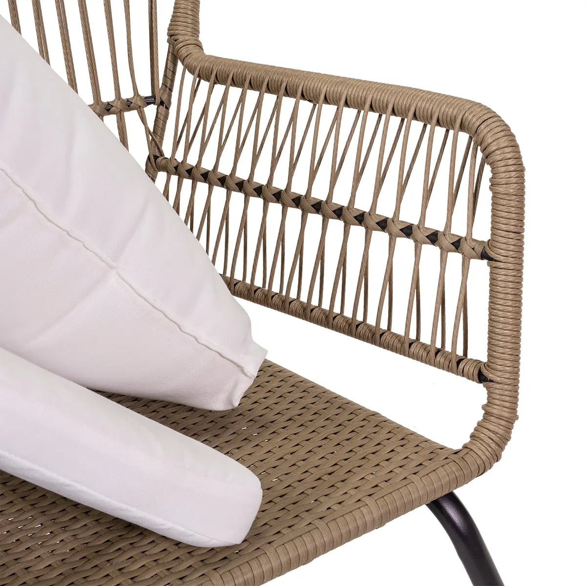 Barton 3pc Patio Chair Set w/Glass Table Bistro Wicker Rattan Hand C Mart