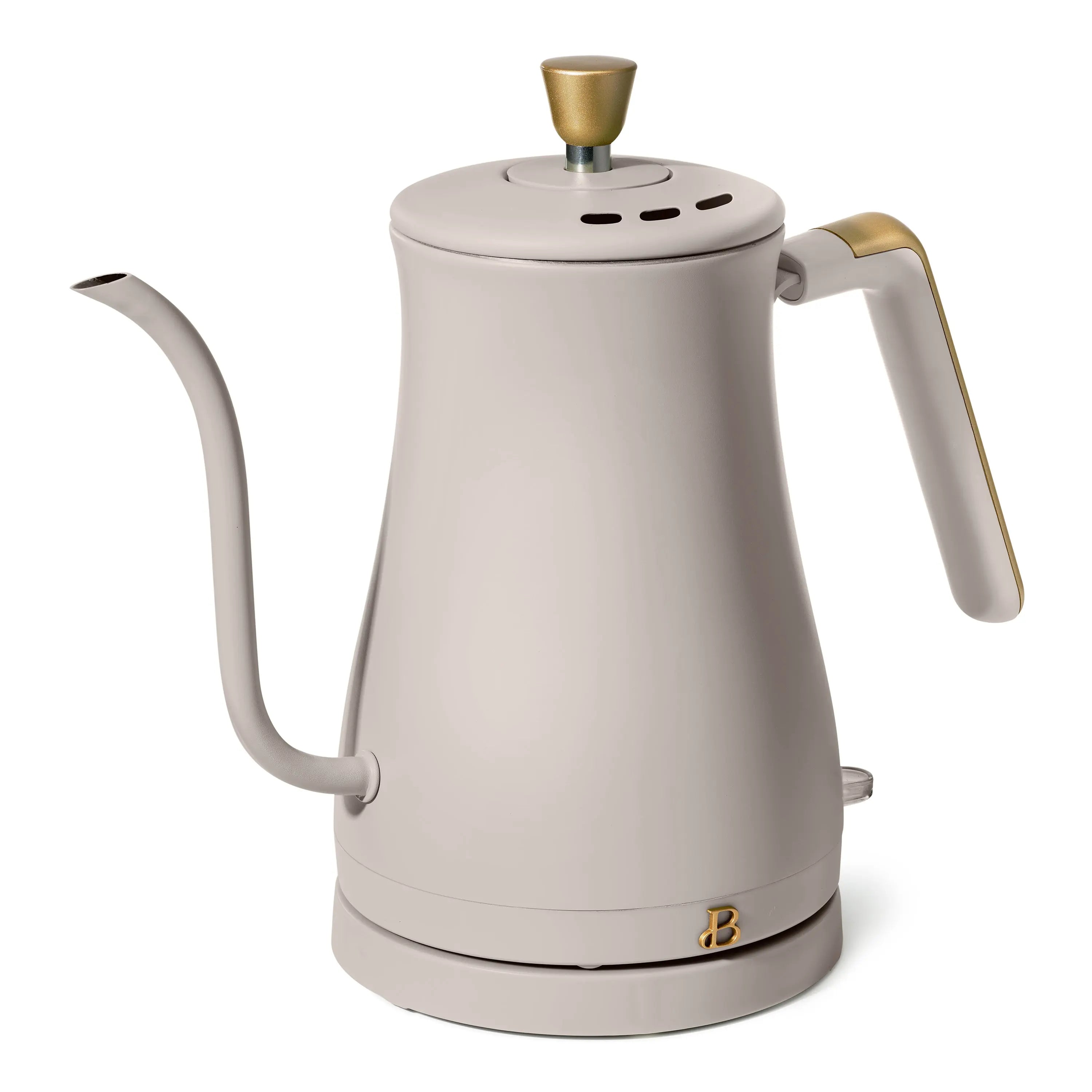 Beautiful 1-Liter Electric Gooseneck Kettle 1200 W, Porcini Taupe by Drew Barrymore Hand C Mart