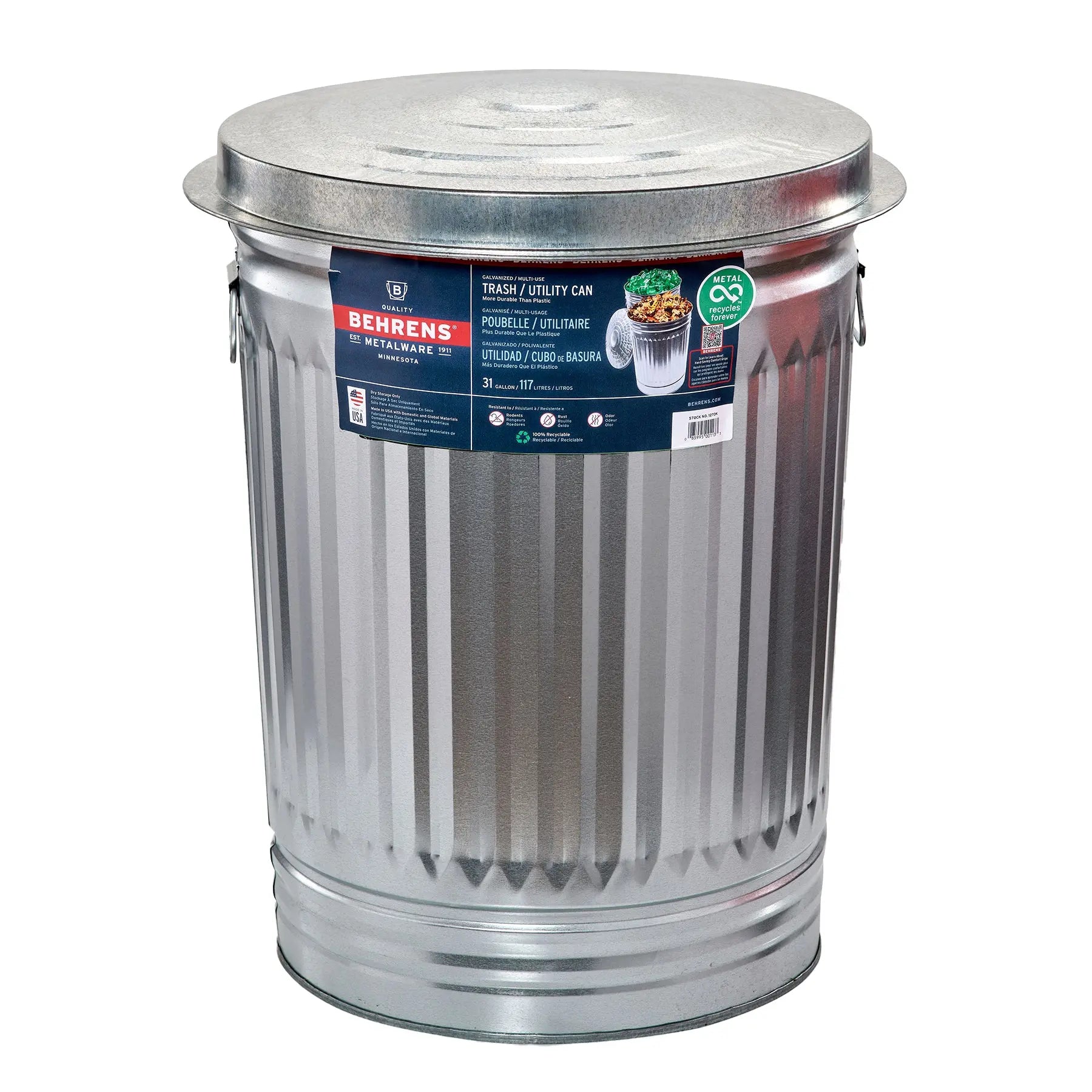 Behrens 31-Gallon Steel Trash Can Hand C Mart