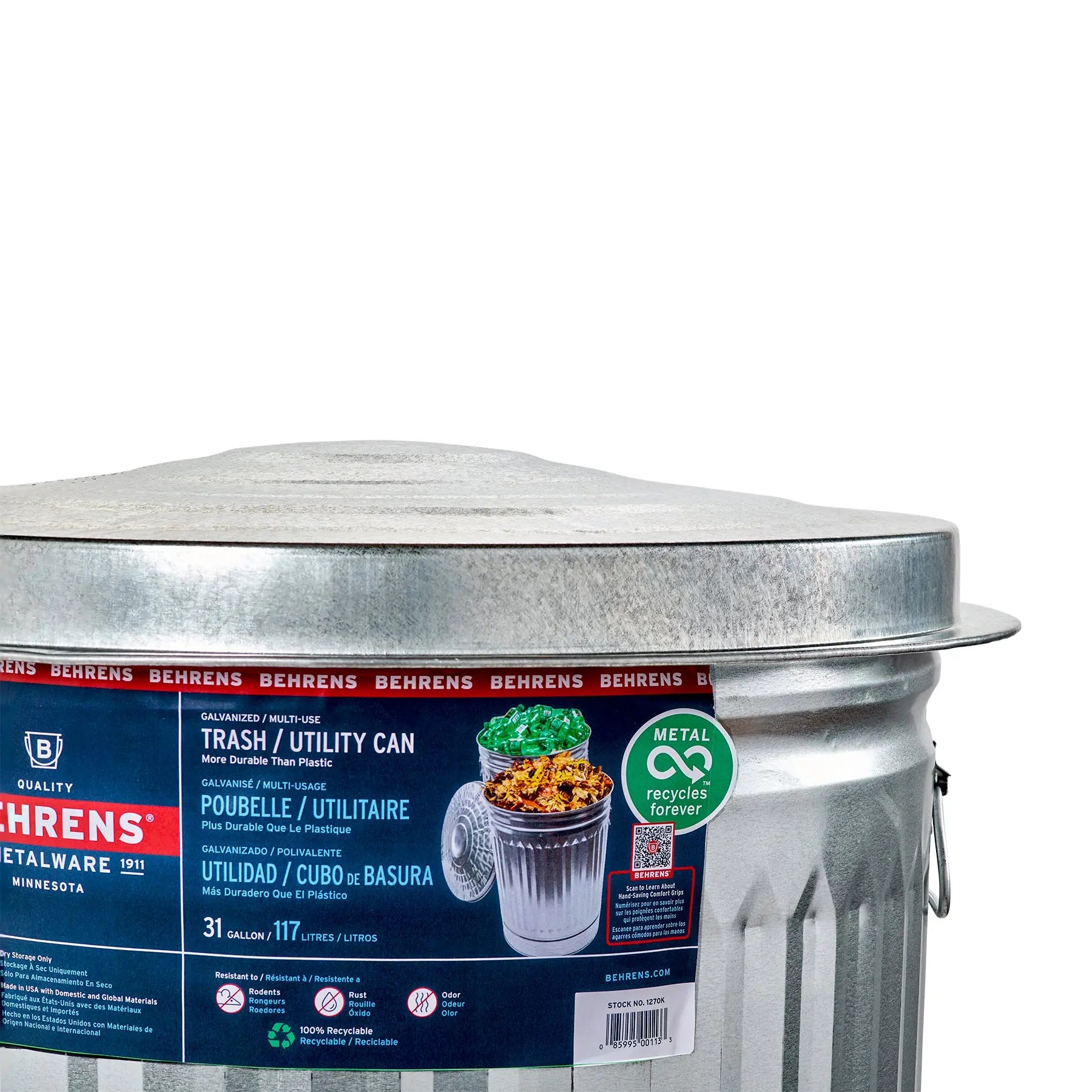 Behrens 31-Gallon Steel Trash Can Hand C Mart