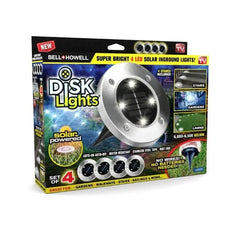 Bell + Howell Disk Lights Weather Proof Solar Powered LED Outdoor Lights As Seen on TV 4 Pack Hand C Mart