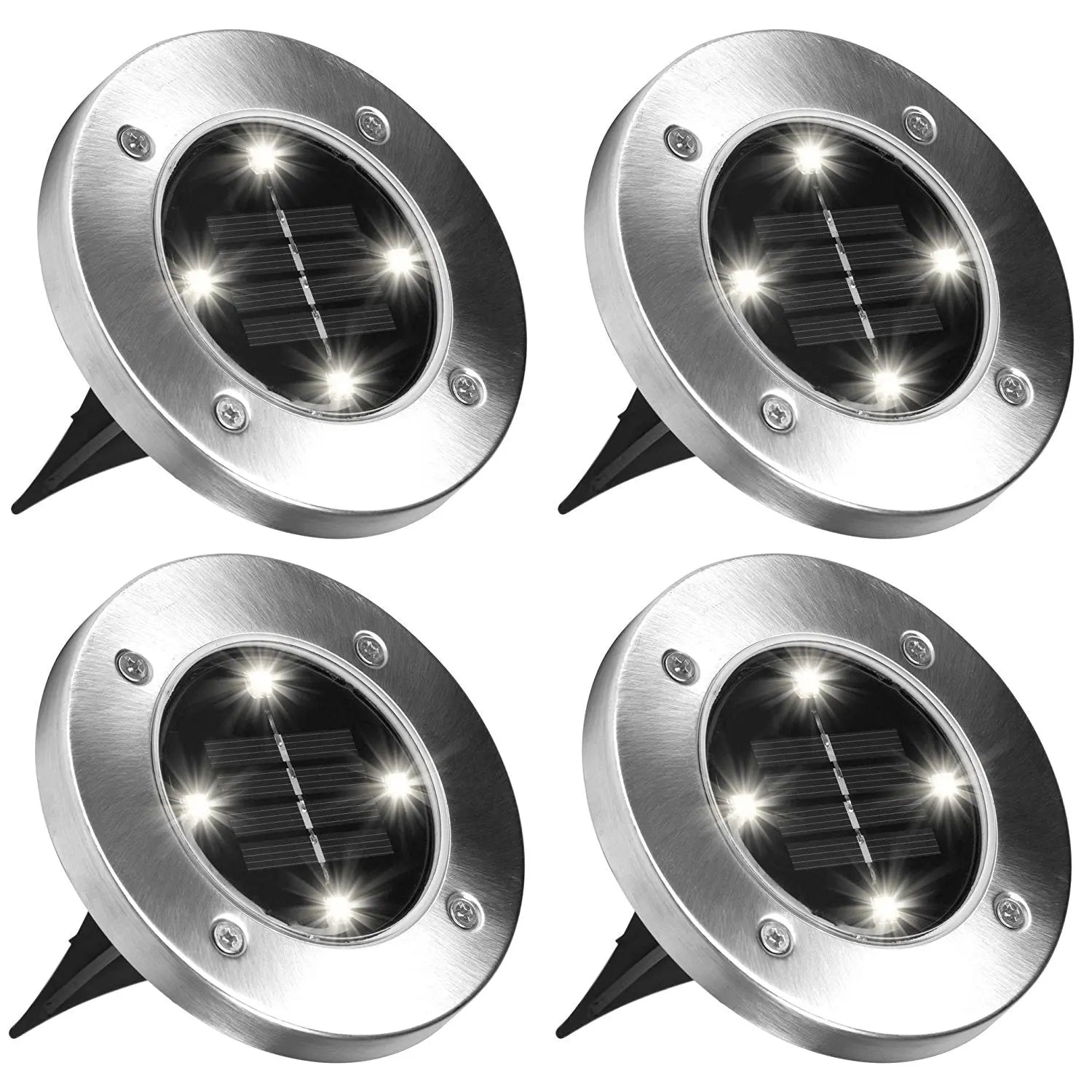 Bell + Howell Disk Lights Weather Proof Solar Powered LED Outdoor Lights As Seen on TV 4 Pack Hand C Mart