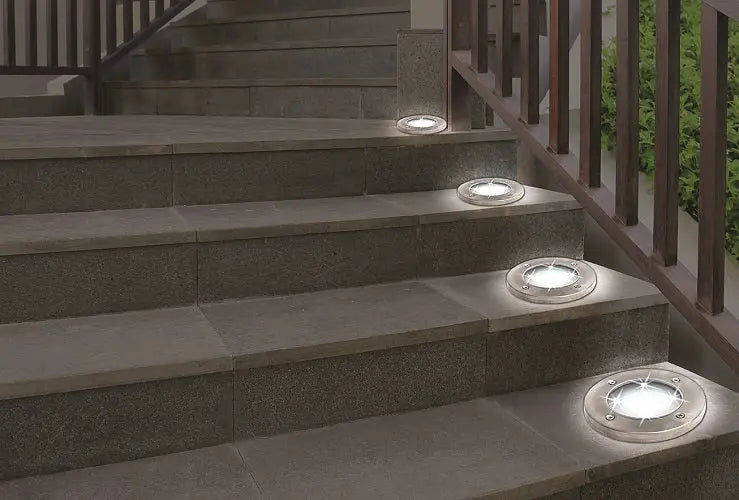 Bell + Howell Disk Lights Weather Proof Solar Powered LED Outdoor Lights As Seen on TV 4 Pack Hand C Mart