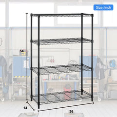 BestOffice 4 Shelf Wire Shelving Unit Garage NSF Wire Shelf Metal Storage Shelves Heavy Duty Height Adjustable for 1000 lbs Capacity Black Hand C Mart