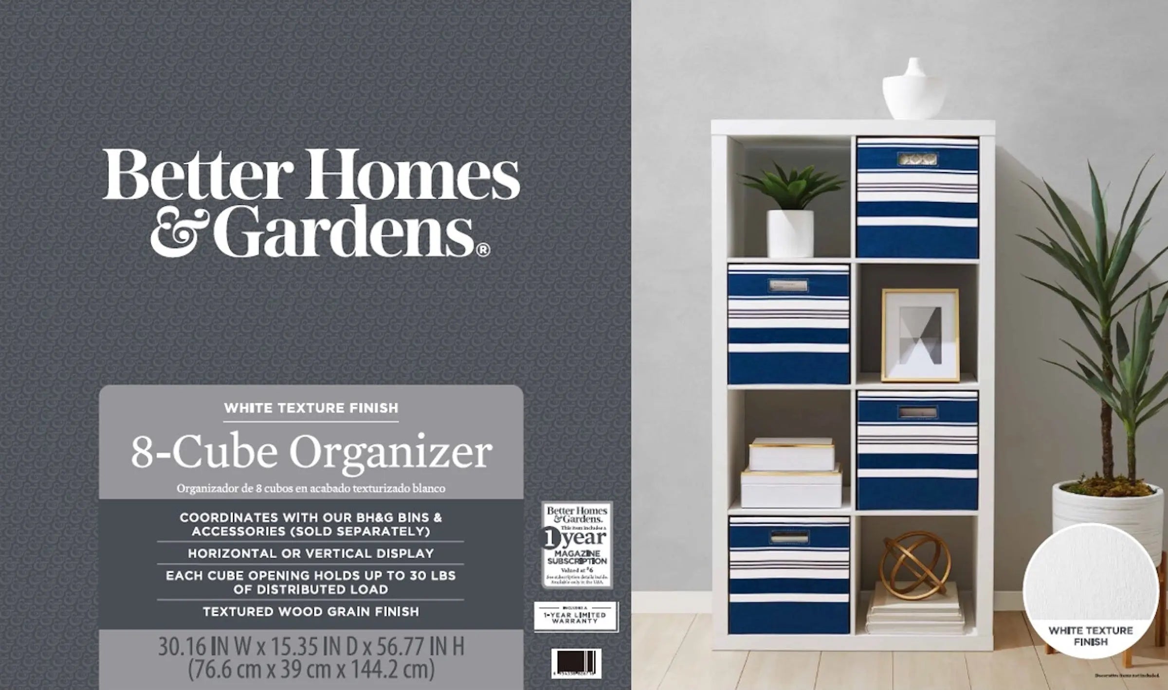 Better Homes and Gardens 8-Cube Organizer - White Hand C Mart