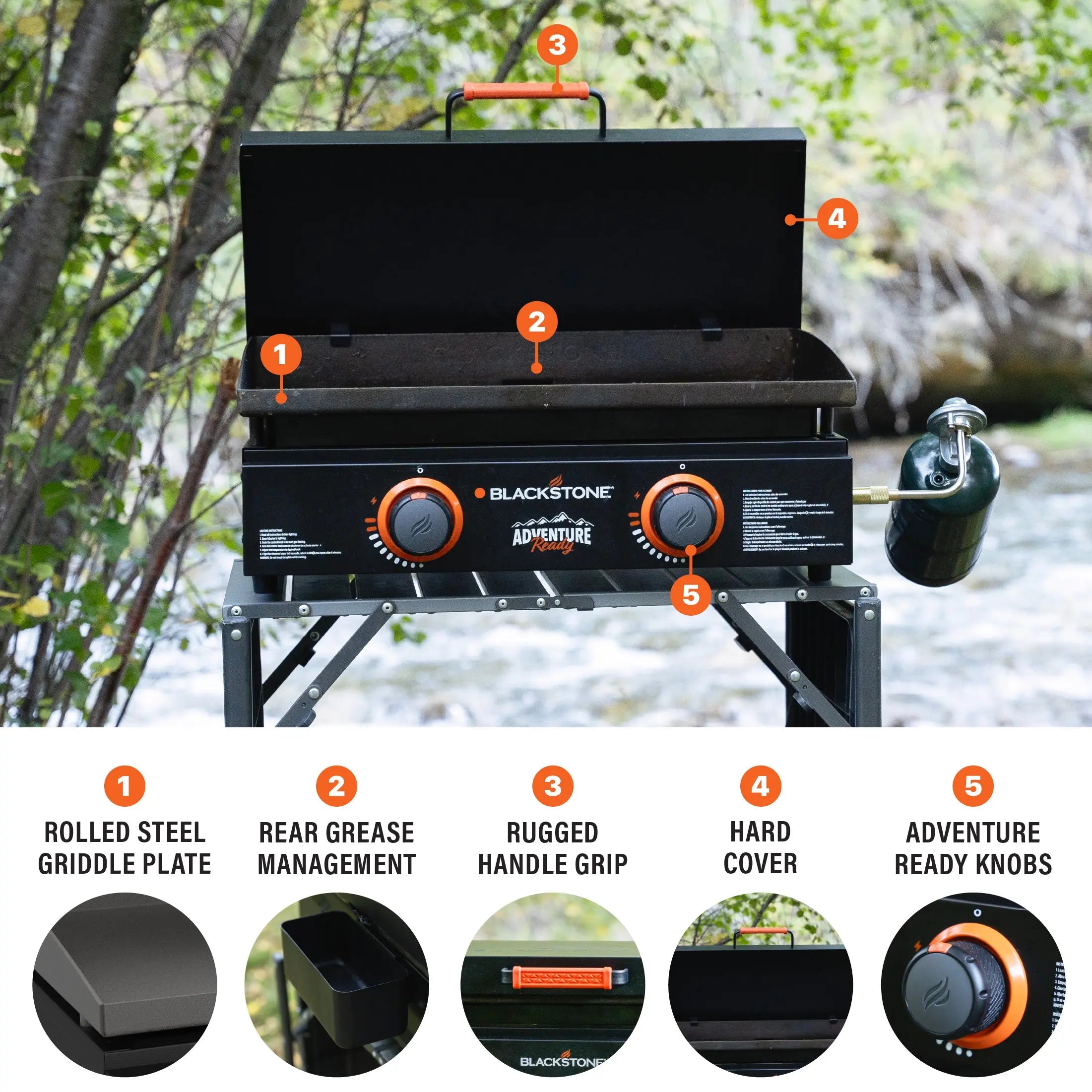 Blackstone Adventure Ready 2-Burner 22" Propane Griddle with Hard Cover in Black Hand C Mart