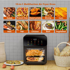 Bluebow Air Fryer 12QT Convection Oven with 10-in-1 Multi Function, Visible Window and Touchscreen, Black Hand C Mart