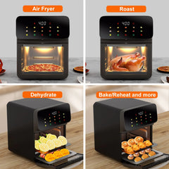 Bluebow Air Fryer 12QT Convection Oven with 10-in-1 Multi Function, Visible Window and Touchscreen, Black Hand C Mart