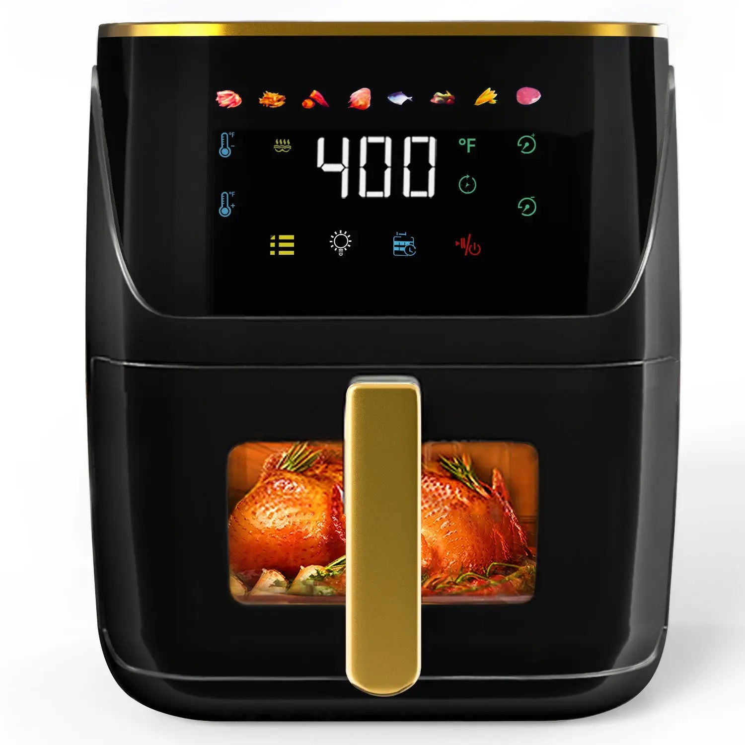 Bluebow Newest Air Fryer Large 8.5 QT, Black, 8 in 1 Touch Screen, Visible Window, 1750W Hand C Mart