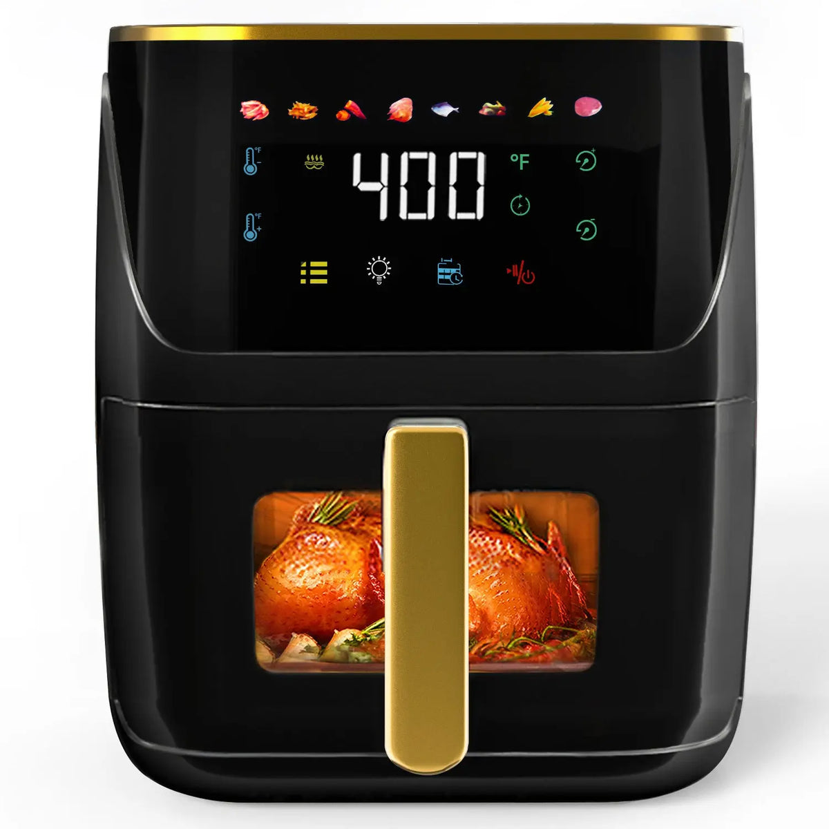 Bluebow Newest Air Fryer Large 8.5 QT, Black, 8 in 1 Touch Screen, Visible Window, 1750W Hand C Mart