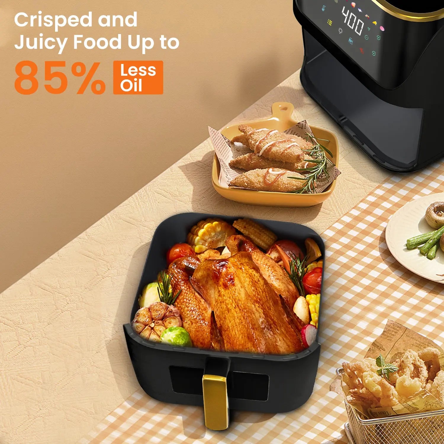 Bluebow Newest Air Fryer Large 8.5 QT, Black, 8 in 1 Touch Screen, Visible Window, 1750W Hand C Mart