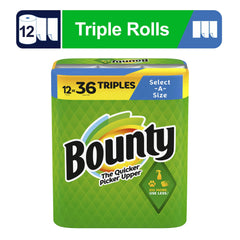 Bounty Select-A-Size Paper Towels, Triple Rolls, White, 135 Sheets per Roll, 12 Count Hand C Mart