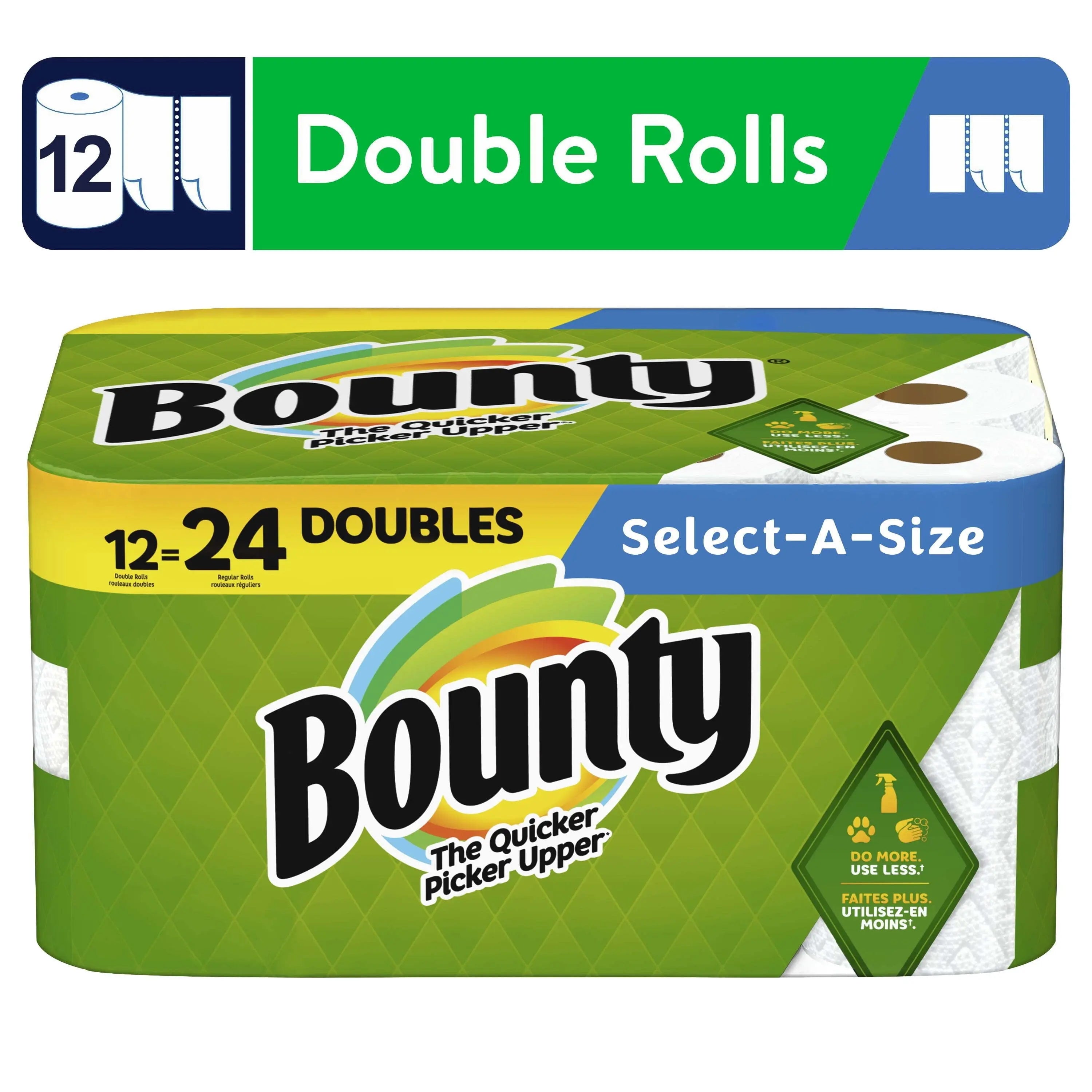 Bounty Select-a-Size Paper Towels, 12 Double Rolls, White Hand C Mart