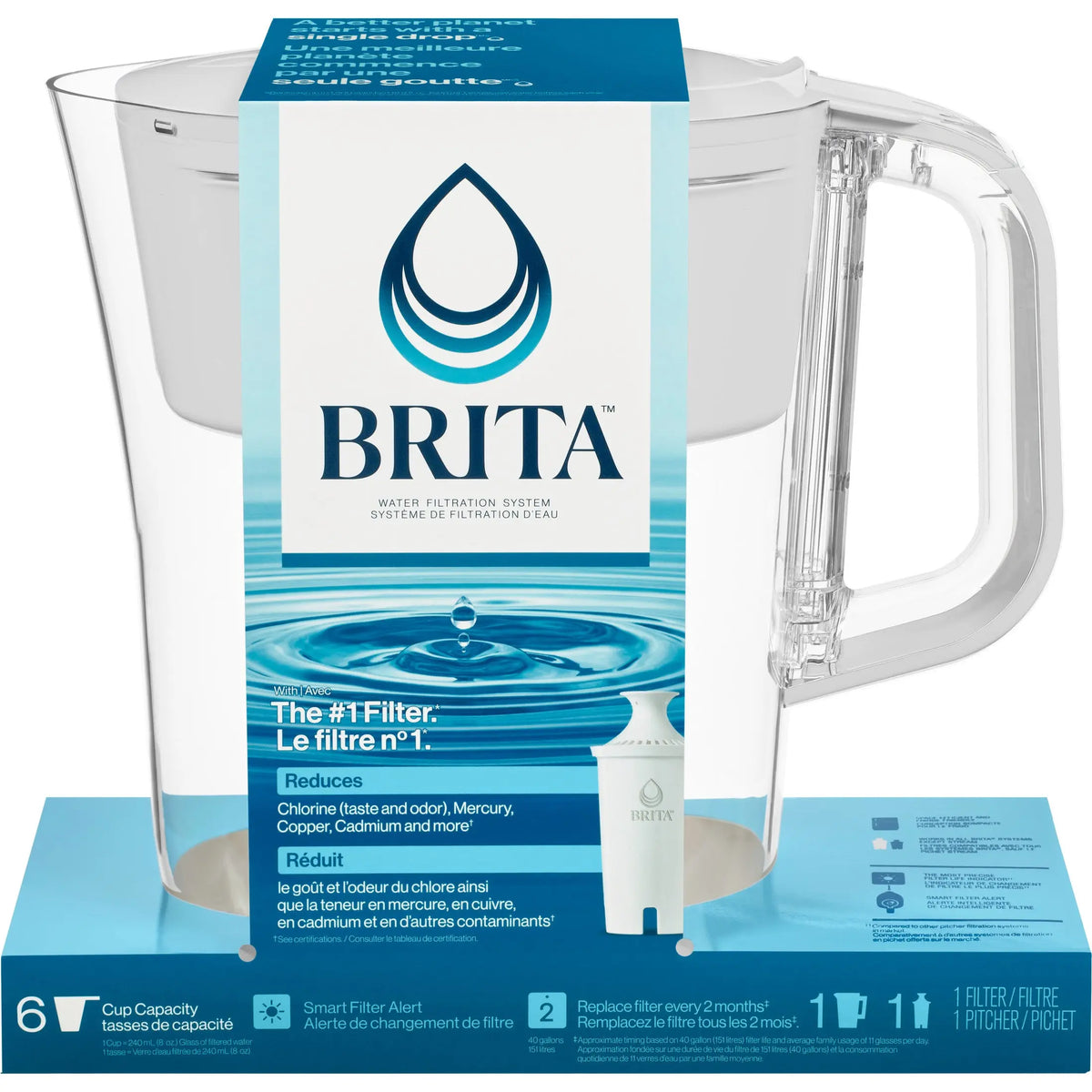 Brita Small 6 Cup Denali Water Filter Pitcher with 1 Standard Filter
