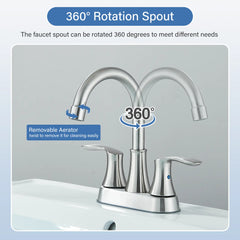 CES Brushed Nickel Bathroom Sink Faucet 3Hole 4in Centerset Vanity Mixer with Drain Hand C Mart