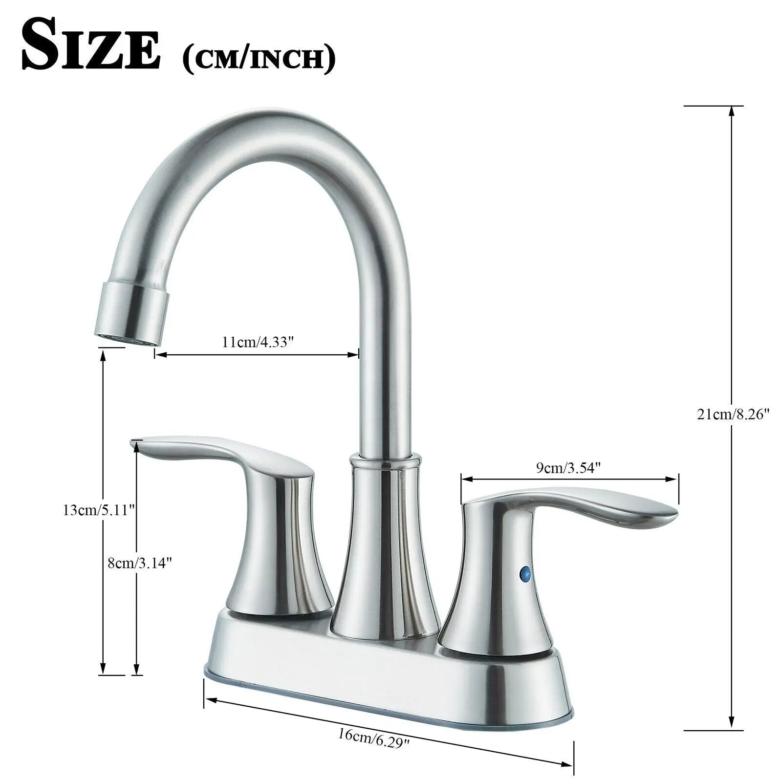 CES Brushed Nickel Bathroom Sink Faucet 3Hole 4in Centerset Vanity Mixer with Drain Hand C Mart