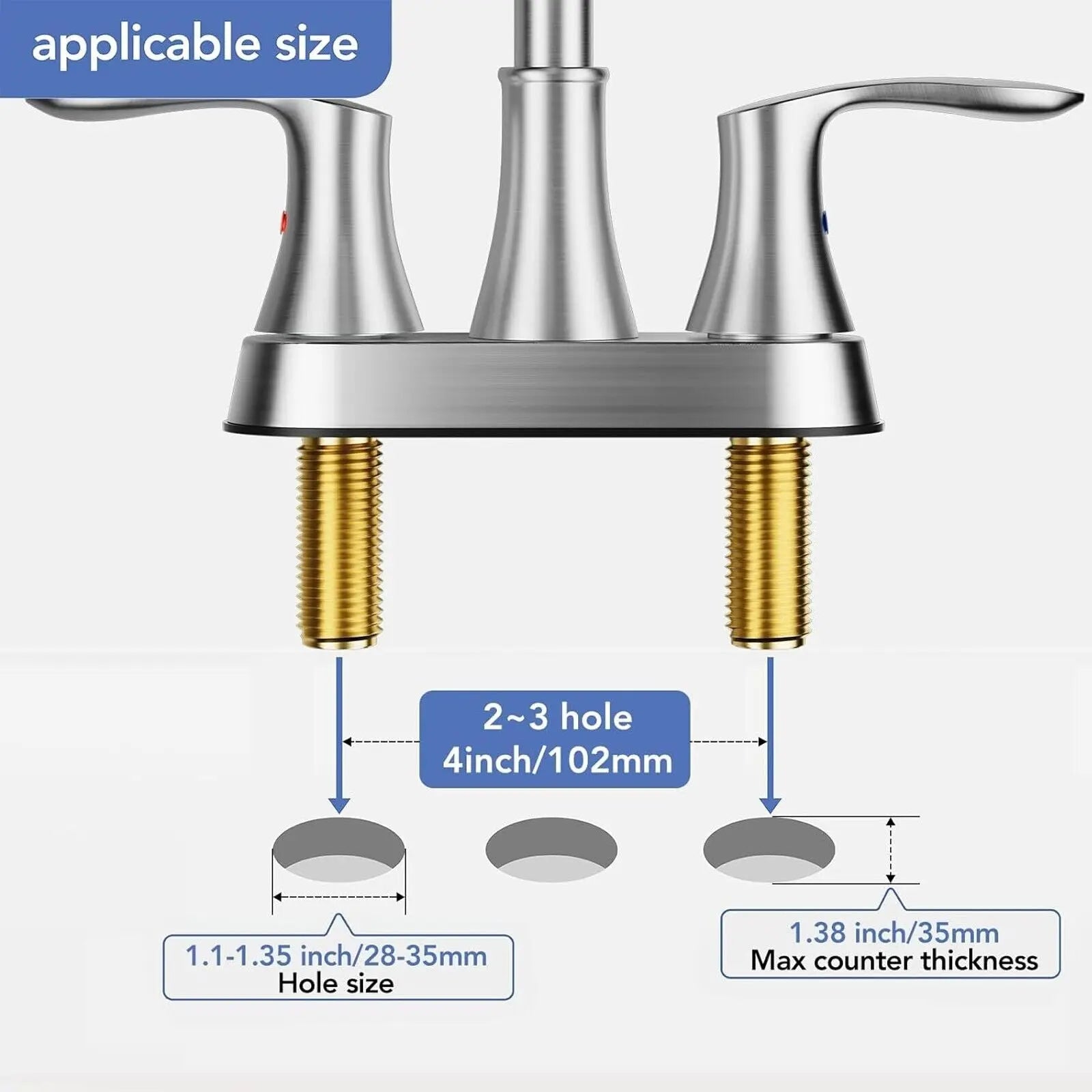 CES Brushed Nickel Bathroom Sink Faucet 3Hole 4in Centerset Vanity Mixer with Drain Hand C Mart