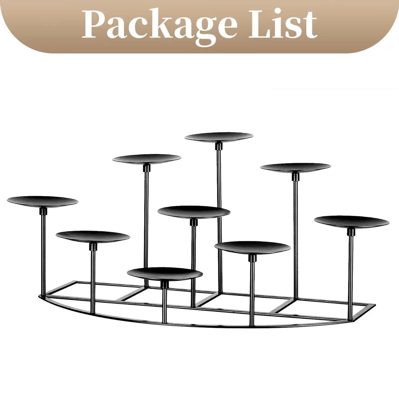 Candelabra 9 Candle Holder for Fireplace Decor Black Iron Pillar Candle Stand Table Centerpiece Hand C Mart