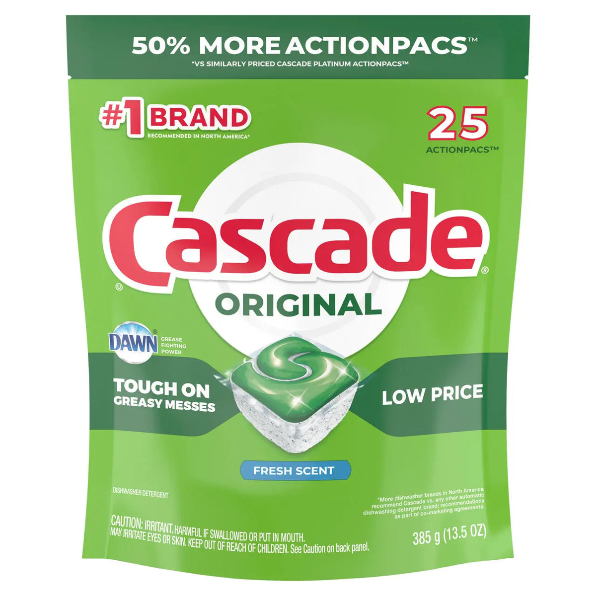 Cascade Cascade Original ActionPacs Dishwasher Detergent, Fresh Scent, 25 Count Hand C Mart