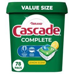 Cascade Complete Dishwasher Detergent ActionPacs, Lemon Scent, 78 Ct Hand C Mart