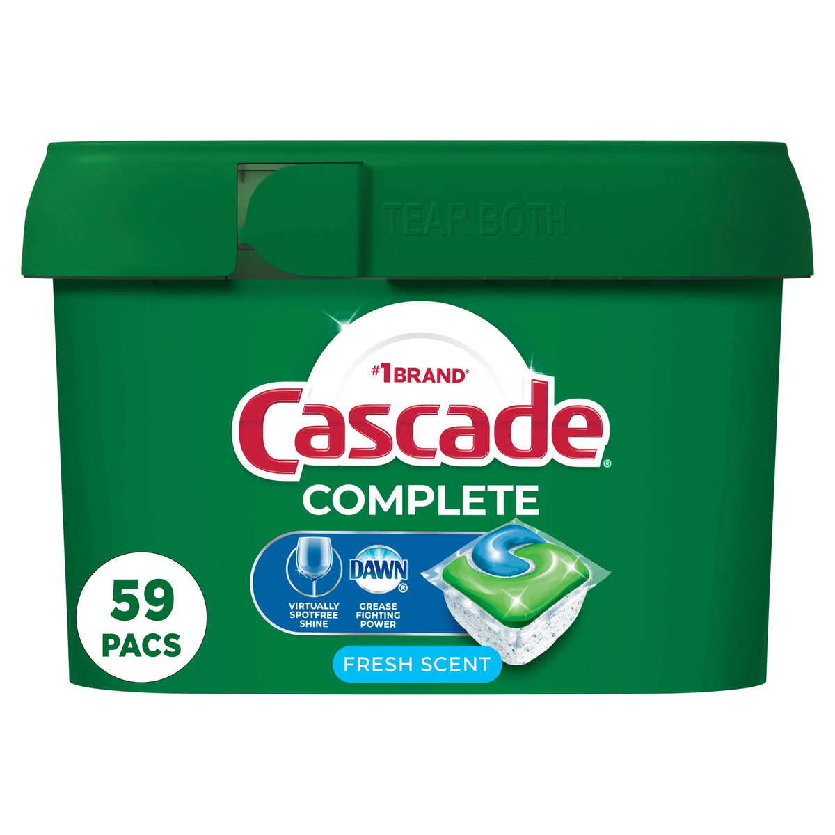 Cascade Complete Pods, Action Pacs Dishwasher Detergent, Fresh, 59 Ct Hand C Mart