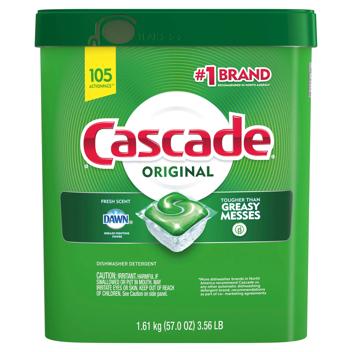 Cascade Dishwasher Detergent ActionPacs, Original Scent, 105 Count Hand C Mart